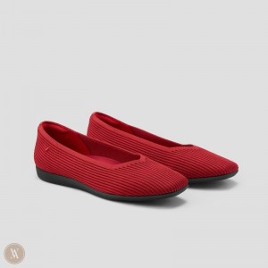 Red VIVAIA Margot CloudWalker Women's Lightweight Square-Toe V-Cut Flats | QIB-5173