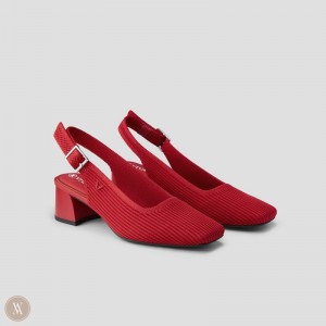 Red VIVAIA Melody Slingback Women's Square Toe Block Heel | NEL-2888