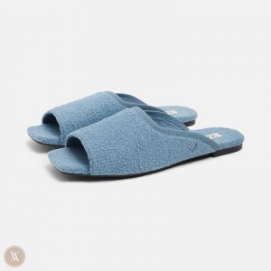 Turquoise Blue VIVAIA Helen Women's Square-Toe Fluffy Slides | XPE-1780