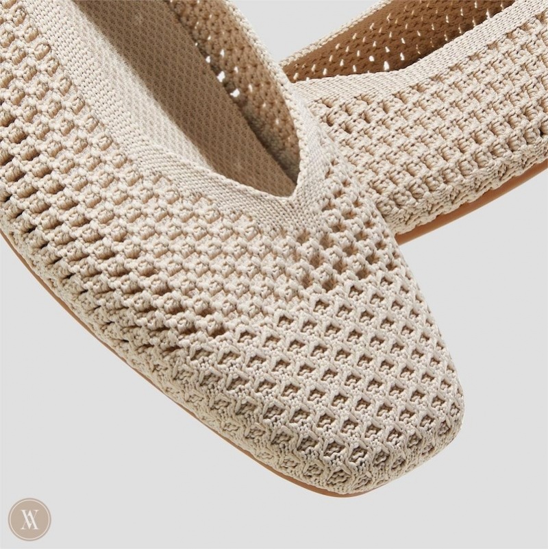 Almond Mesh VIVAIA Margot 2.0 Women's Square-Toe V-Cut Mesh Flats | RSS-4570