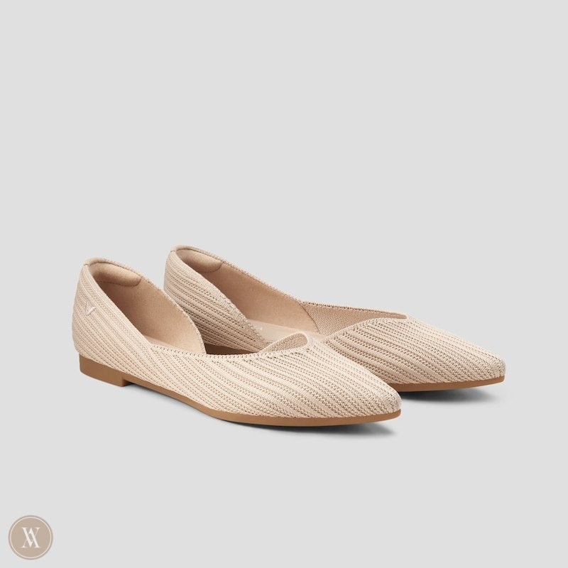 Almond VIVAIA Melia Women\'s Pointed-Toe Flats | IOL-1525