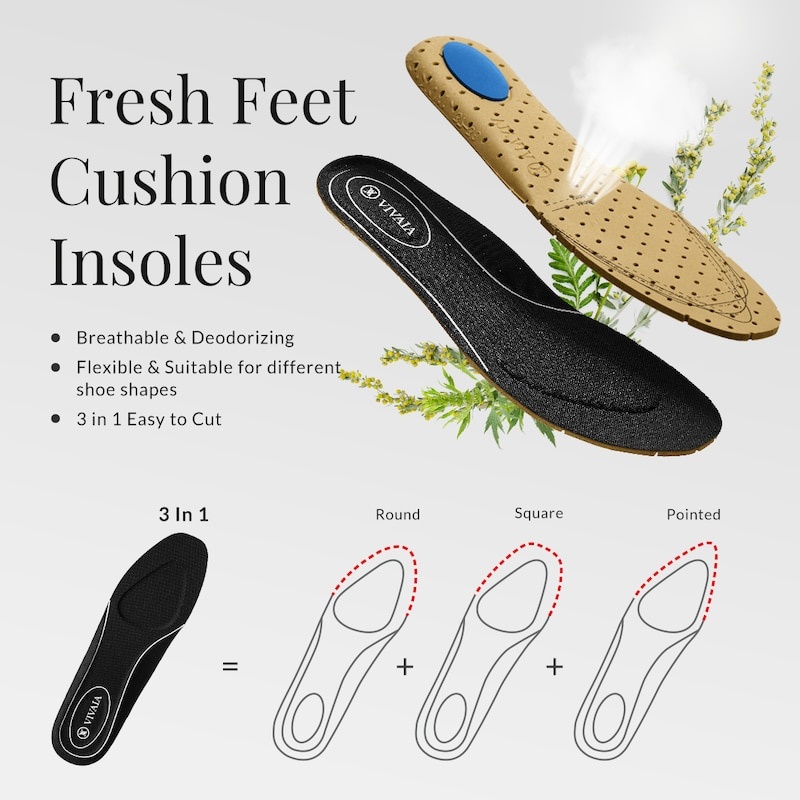 Black VIVAIA 3-in-1 Cuttable Breathable Insole Women\'s Insoles | DNP-6335