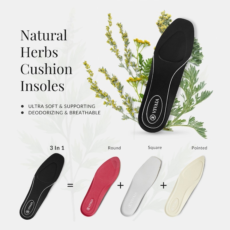 Black VIVAIA 3-in-1 Cuttable Natural Herb Insole Women\'s Insoles | PRI-9956