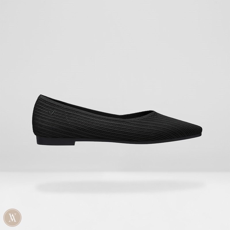 Black VIVAIA Macy Women's Pointed-Toe Stripe Flats | MCK-5167