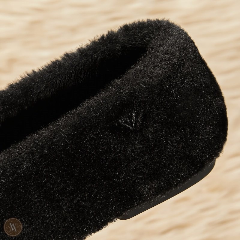 Black VIVAIA Margot Women's Square-Toe Recycled Mink Faux Fur Flats | MEU-3983