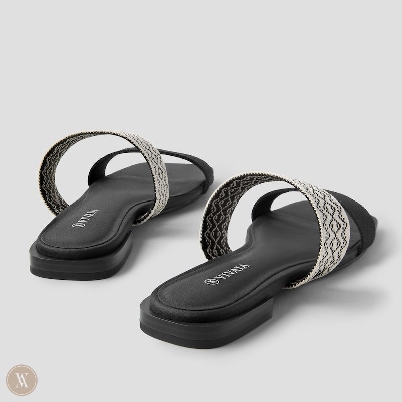 Black VIVAIA Maya Women's Square-Toe Slide Sandals | AOY-4058