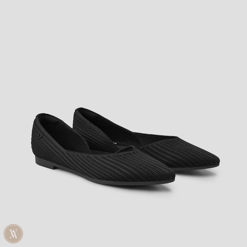 Black VIVAIA Melia Women\'s Pointed-Toe Striped Flats | ITT-1827