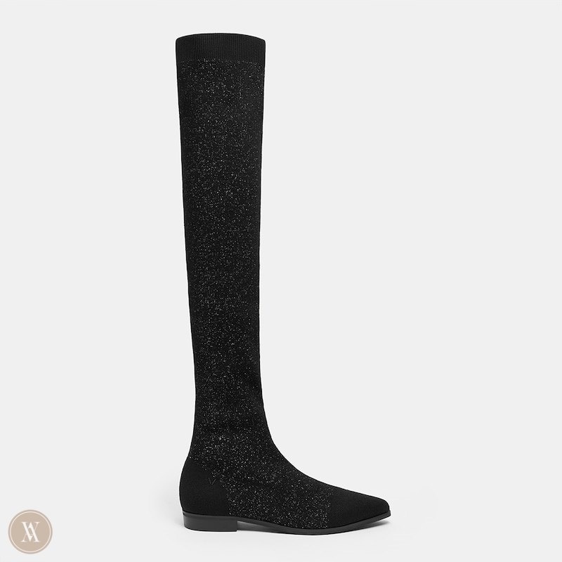 Black VIVAIA Michaelia Women's Pointed-Toe Over-the-Knee Boots | VNZ-2555