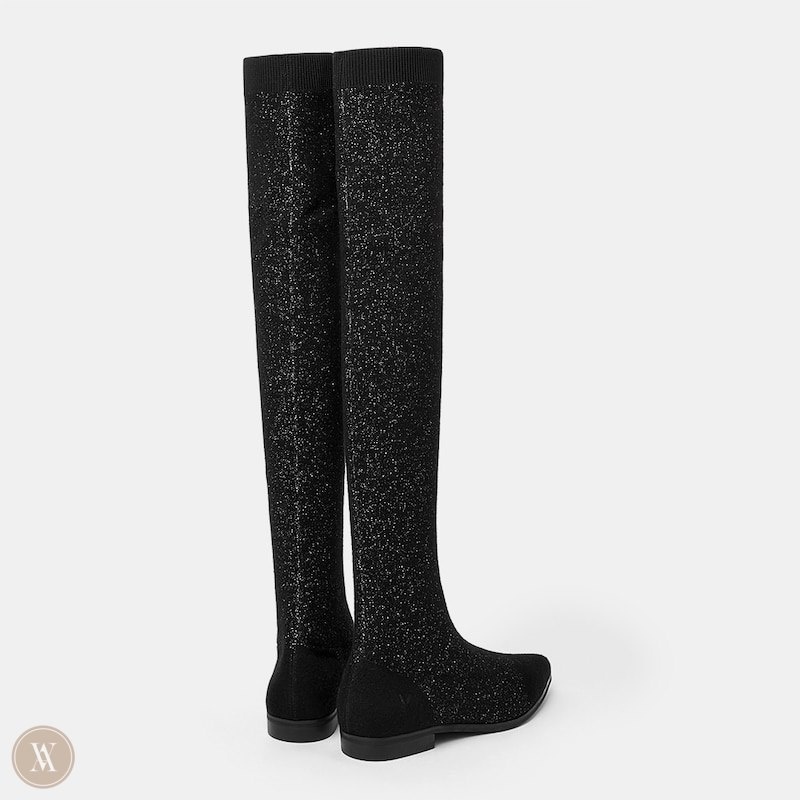 Black VIVAIA Michaelia Women's Pointed-Toe Over-the-Knee Boots | VNZ-2555