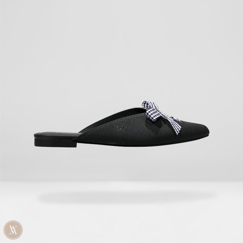 Black VIVAIA Molly Women's Pointed-Toe Bow Mules | JFA-9254