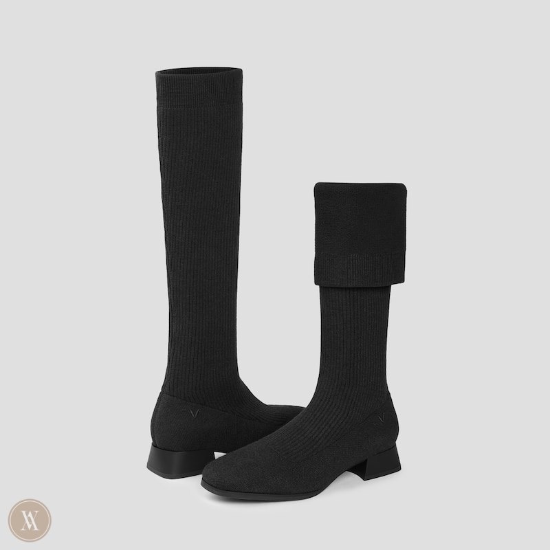 Black VIVAIA Tara Women's Knee-High Water Repellent Wool Boots | KWM-7316