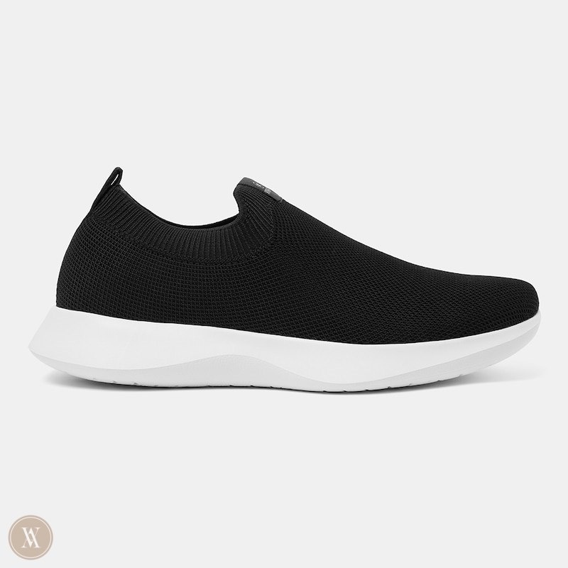 Black White VIVAIA Bernie Men's Waterproof Slip-on Sneakers | DYQ-8594