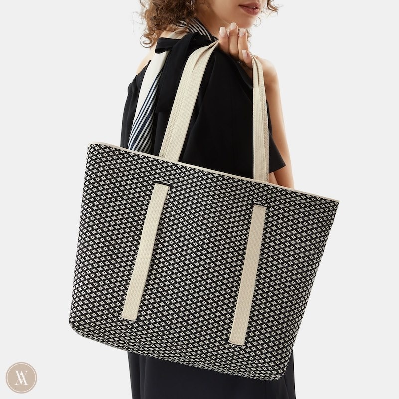 Black White VIVAIA Zaneta Tote Women's Bags | OKI-8412