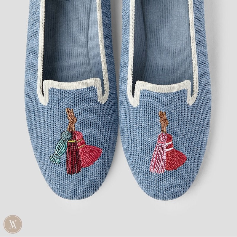 Blue VIVAIA Audrey Women's Round-Toe Embroidered Loafers | CUF-8336