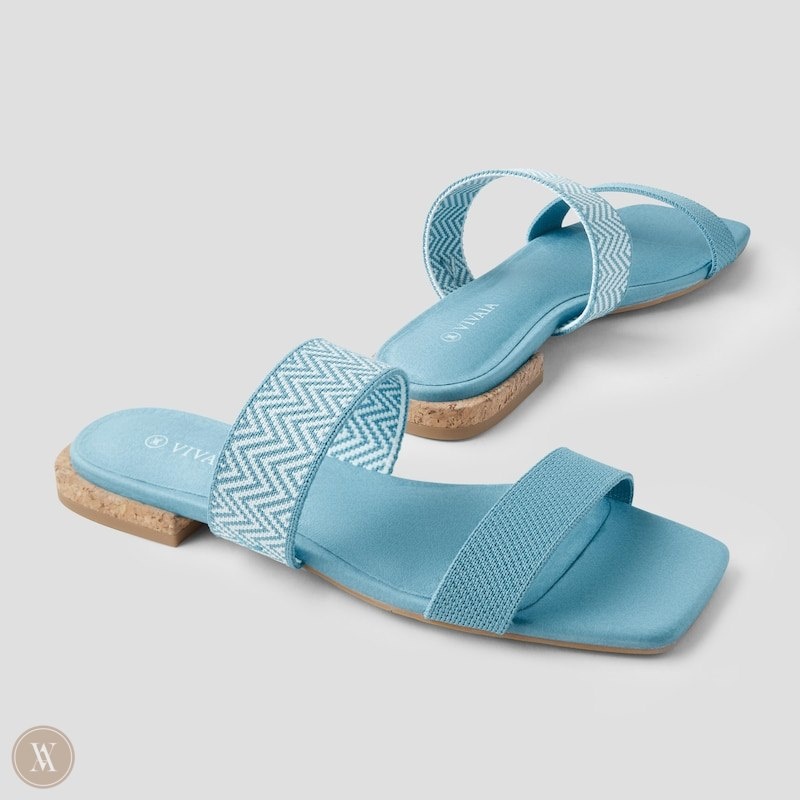 Blue VIVAIA Maya Women's Square-Toe Slide Sandals | BPR-7371