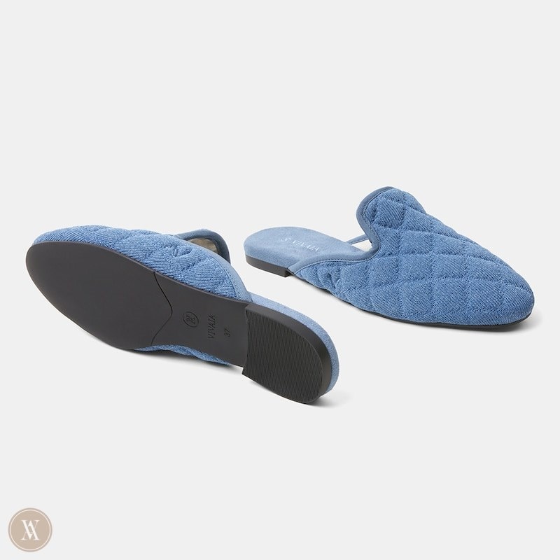 Blue VIVAIA Sherry Women's Round-Toe Quilted Mules | RLE-4607