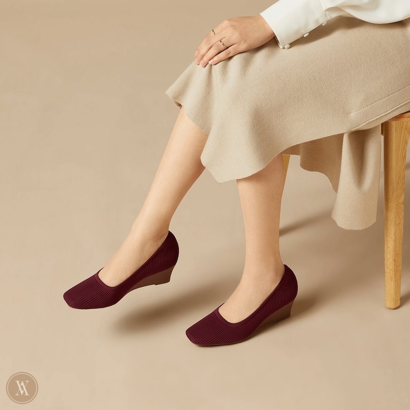 Burgundy VIVAIA Margot Wedge Pro Women's Square-toe Wedge | AZZ-6774