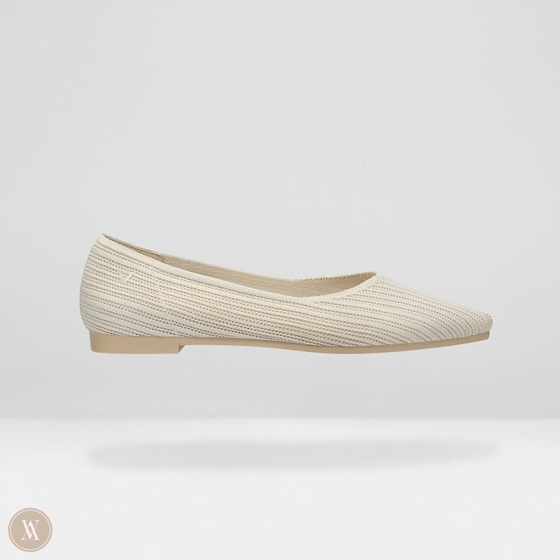 Cream White VIVAIA Macy Women's Pointed-Toe Stripe Flats | KAN-6367