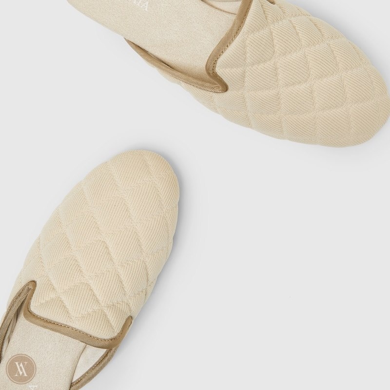 Cream White VIVAIA Sherry Women's Round-Toe Quilted Mules | QHD-5967