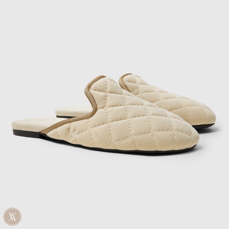 Cream White VIVAIA Sherry Women's Round-Toe Quilted Mules | QHD-5967