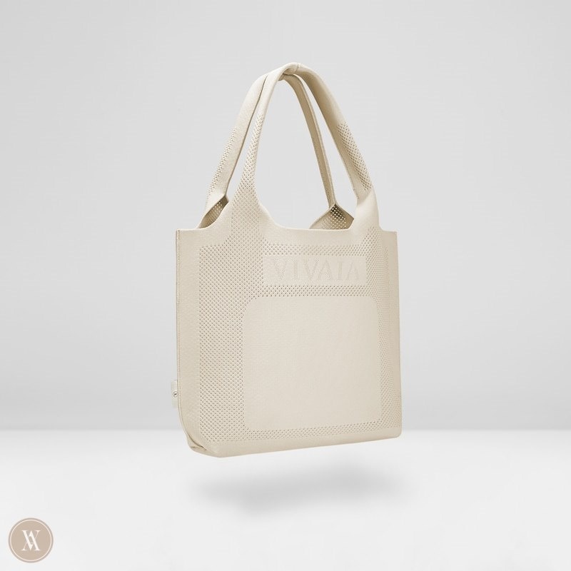 Cream White VIVAIA Zahara Tote-Cream Ivory Women's Bags | TZB-4974