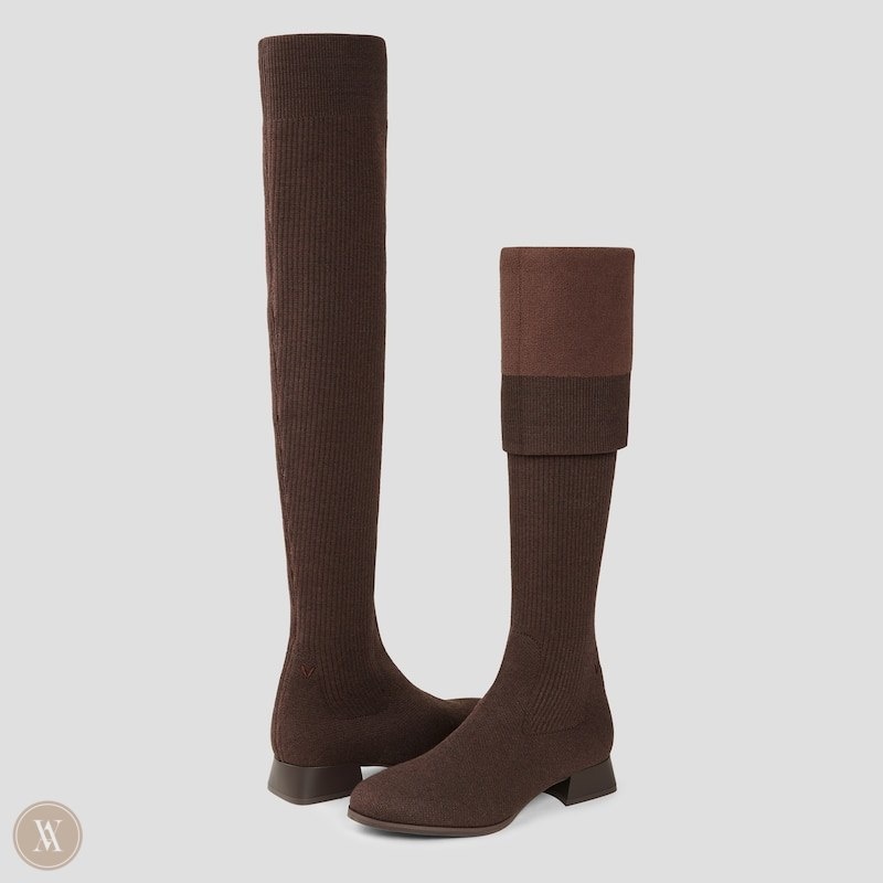 Dark Chocolate VIVAIA Madeline Women's Over-Knee Water Repellent Wool Boots | SSJ-6824