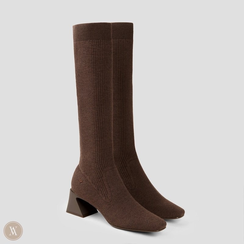 Dark Chocolate VIVAIA Rebecca Women's Square-Toe Block Heel Knee-High Boots | BBF-3621