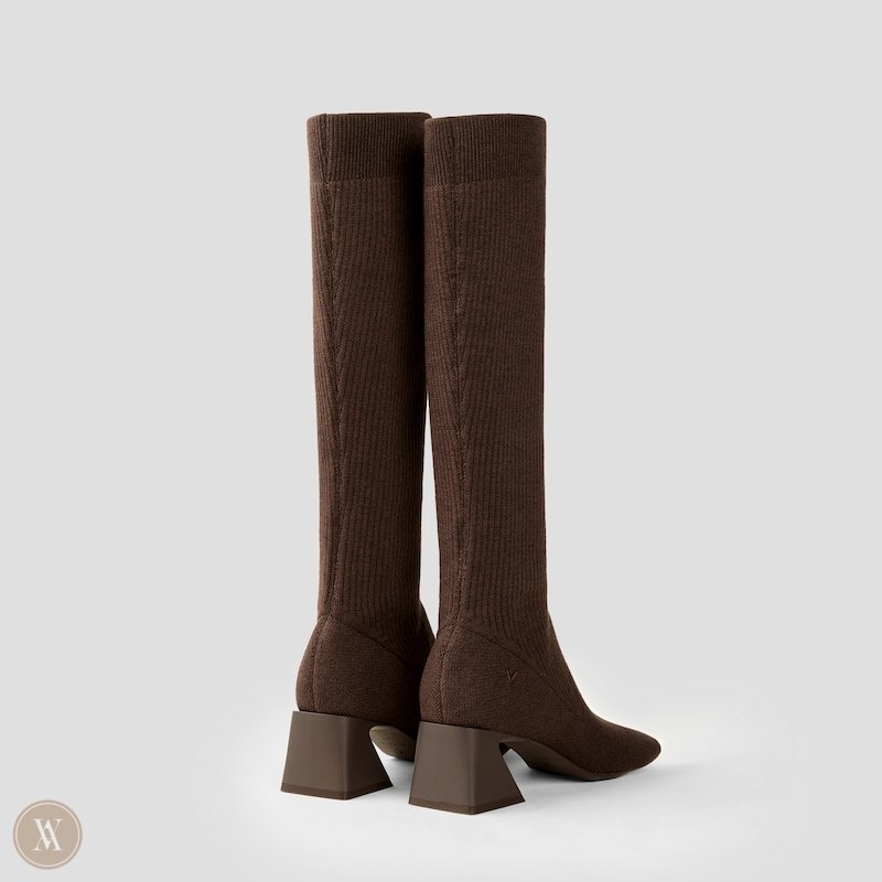 Dark Chocolate VIVAIA Rebecca Women's Square-Toe Block Heel Knee-High Boots | BBF-3621