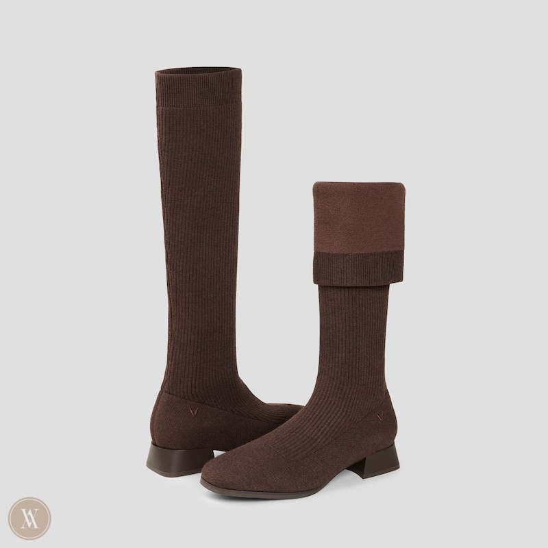 Dark Chocolate VIVAIA Tara Women's Knee-High Water Repellent Wool Boots | SBS-8897