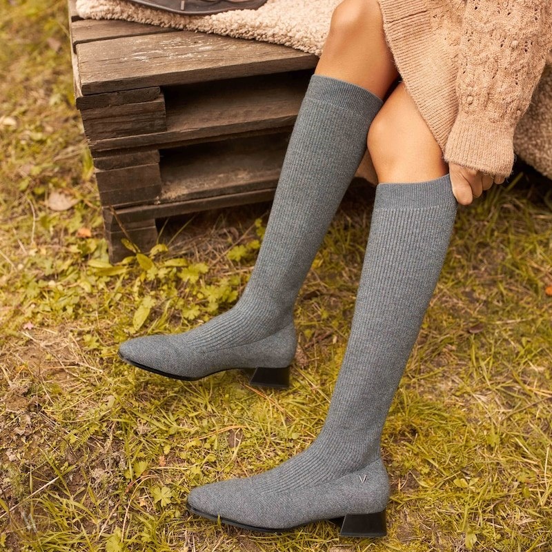 Dark Grey VIVAIA Tara Women's Knee-High Water Repellent Wool Boots | ILV-5872