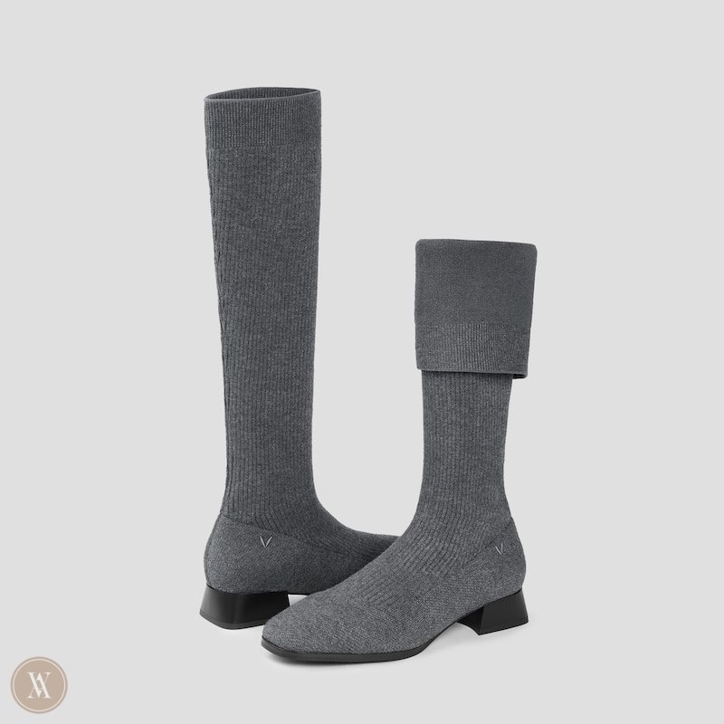 Dark Grey VIVAIA Tara Women's Knee-High Water Repellent Wool Boots | ILV-5872