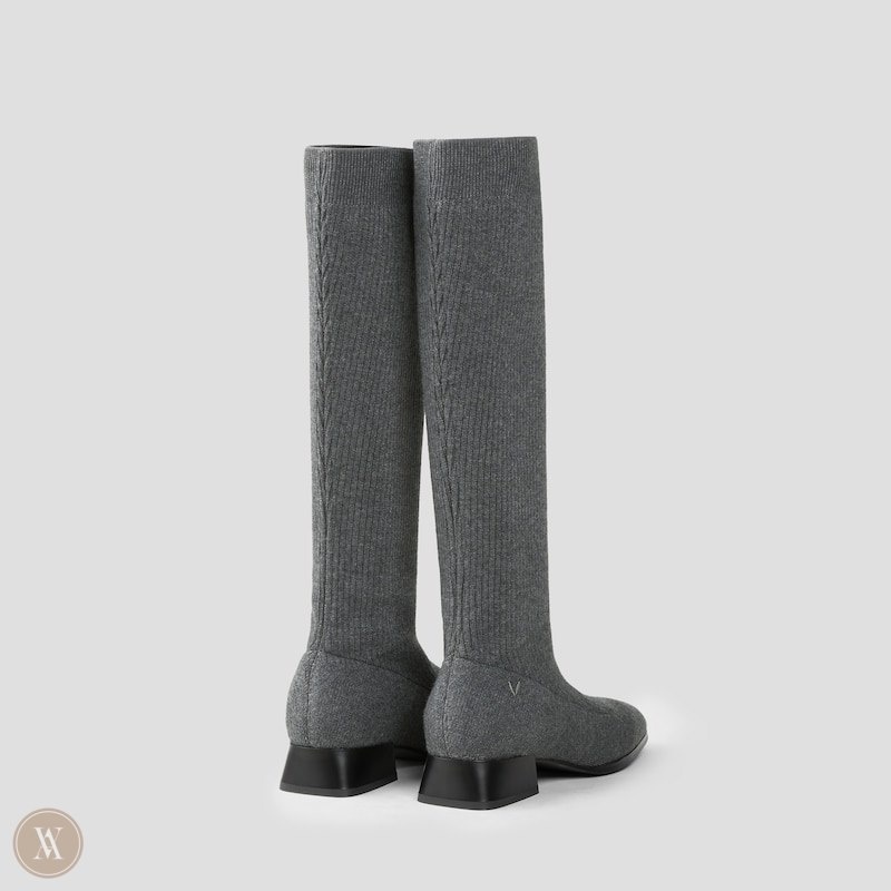 Dark Grey VIVAIA Tara Women's Knee-High Water Repellent Wool Boots | ILV-5872