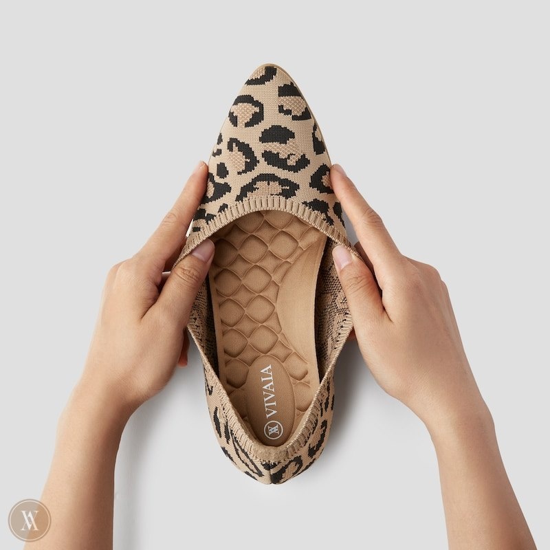 Dark Leopard VIVAIA Aria CloudWalker Women's Lightweight Pointed-Ballet Flats | NMQ-2157