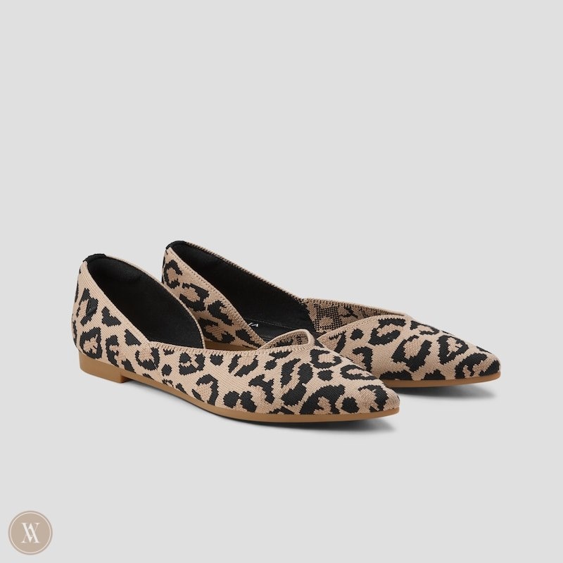 Dark Leopard VIVAIA Melia Women\'s Pointed-Toe Flats | ESI-7241