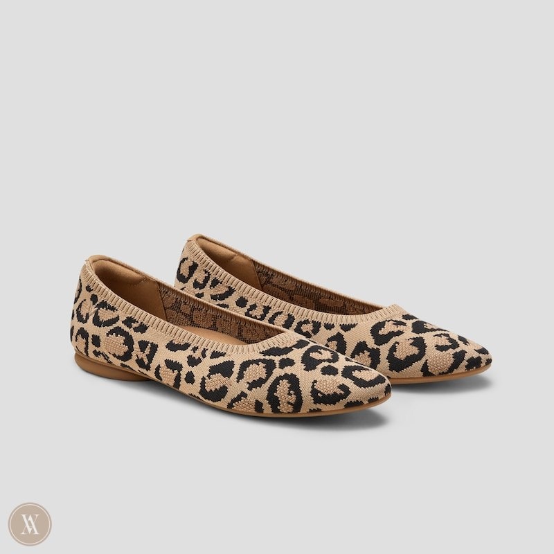 Dark Leopard VIVAIA Tamia 2.0 Women\'s Almond-Toe Ballet Flats | LTA-8469