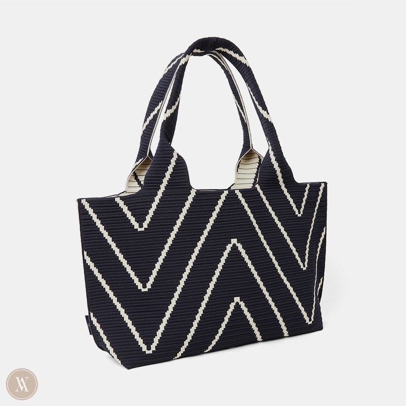 Dark VIVAIA Wallace Tote-Dark Chevron Women's Bags | BLV-9789