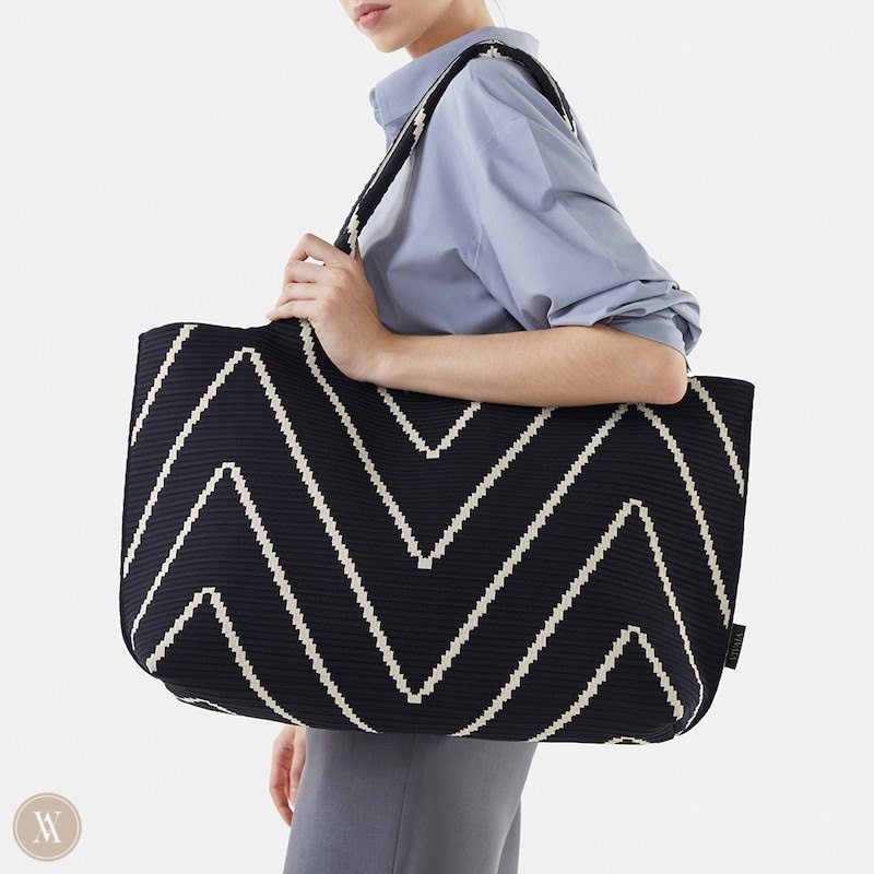 Dark VIVAIA Wallace Tote-Dark Chevron Women's Bags | BLV-9789