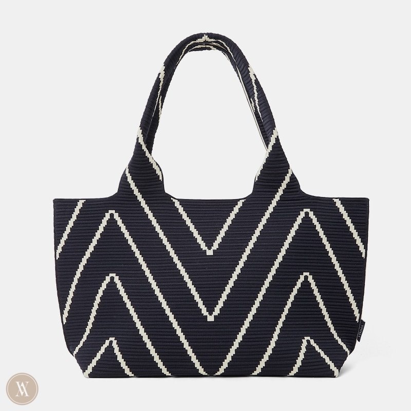 Dark VIVAIA Wallace Tote-Dark Chevron Women\'s Bags | BLV-9789