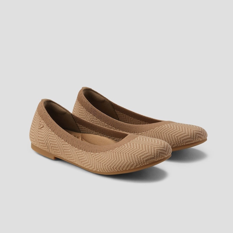 Espresso Chevron VIVAIA Claire Women\'s Round-Toe Flats | JDX-4832