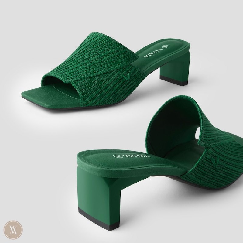 Green VIVAIA Jade Women's Square-Toe Block Heel Slide | GYI-5610