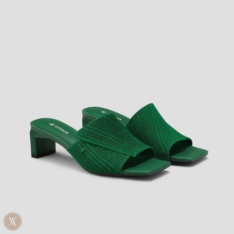 Green VIVAIA Jade Women\'s Square-Toe Block Heel Slide | GYI-5610