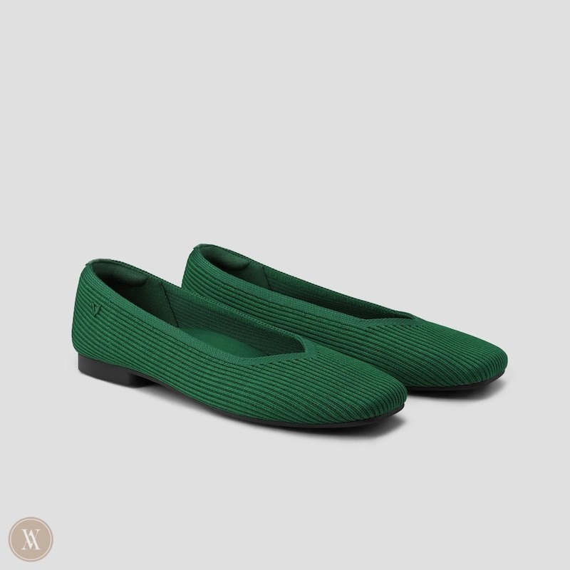 Green VIVAIA Margot 2.0 Women\'s Square-Toe V-Cut Flats | CJY-8183