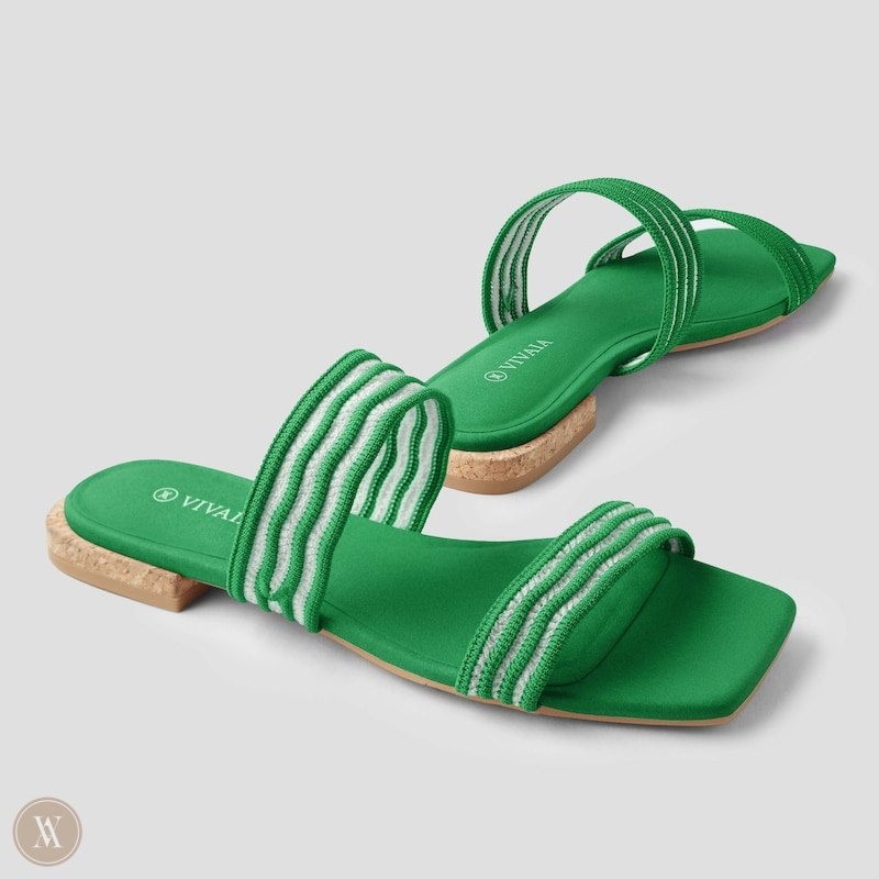 Green VIVAIA Maya Women's Square-Toe Slide Sandals | WZX-1032