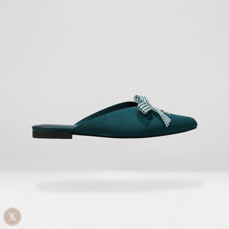 Green VIVAIA Molly Women's Pointed-Toe Bow Mules | JYA-3417