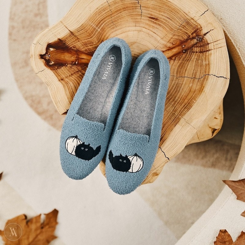 Grey Blue VIVAIA Audrey Women's Round-Toe Terry Knit Loafers | XML-1191