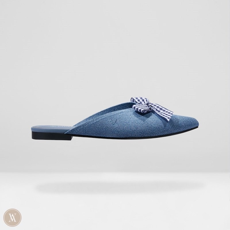 Grey Blue VIVAIA Molly Women's Pointed-Toe Bow Mules | IEH-6595