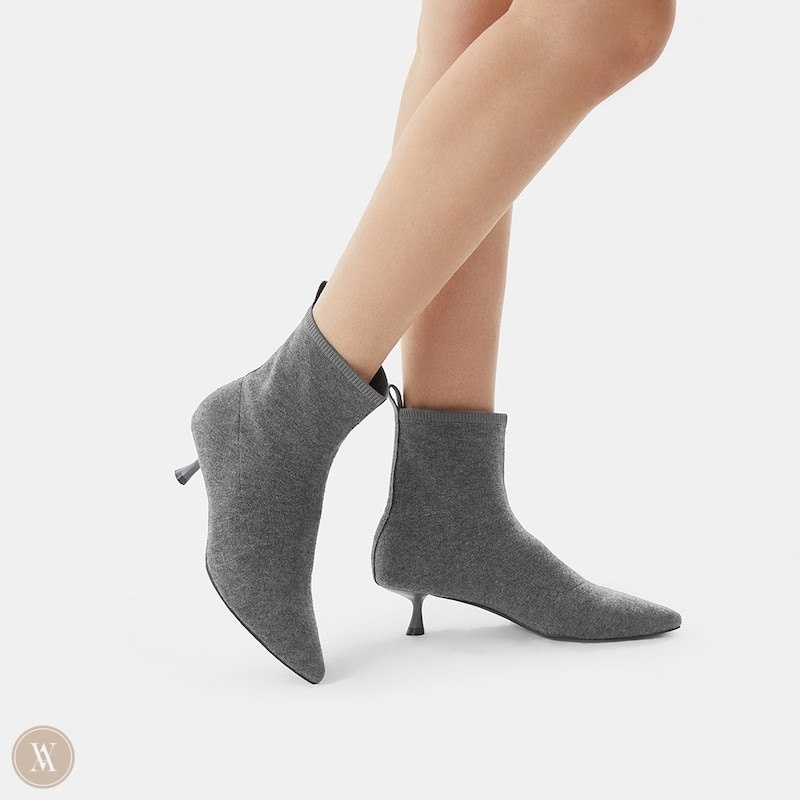 Grey VIVAIA Naomi Women's Pointed-Toe Heeled Boots | DVH-3893