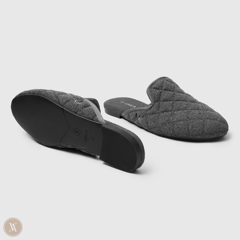 Grey VIVAIA Sherry Women's Round-Toe Quilted Mules | CVM-8648