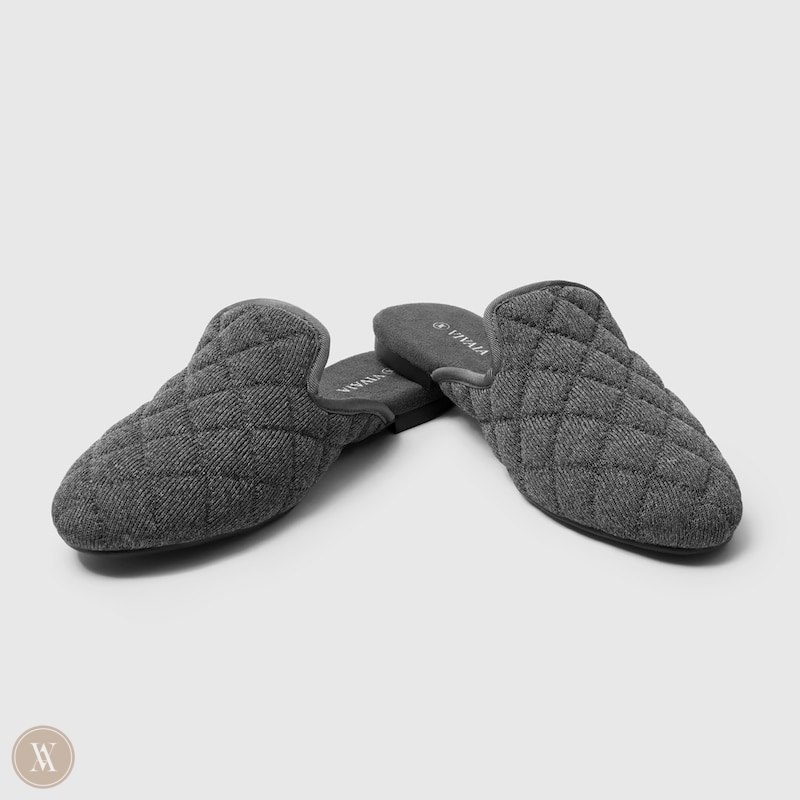 Grey VIVAIA Sherry Women's Round-Toe Quilted Mules | CVM-8648