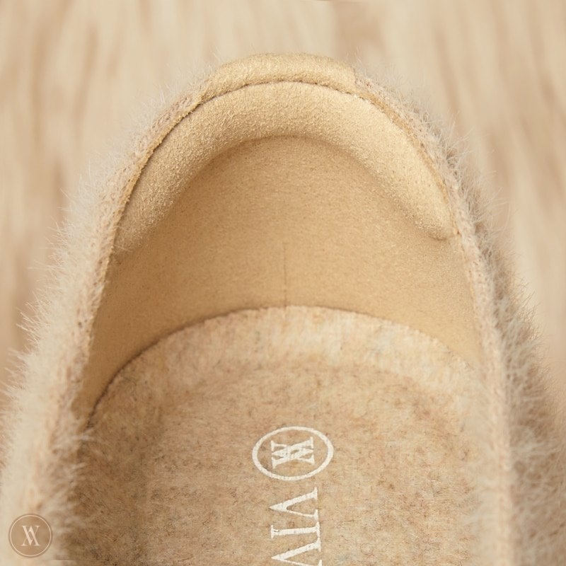 Latte - Bear VIVAIA Margot Women's Squared-Toe Faux Mink-Knit Flats | JOV-0628